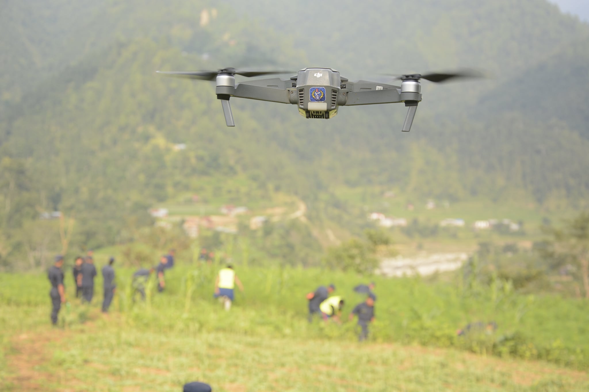 A drone being used by a joint taskforce clearing a field of cannabis plants in Kailash rural municipality, Makwanpur1657179591.jpg